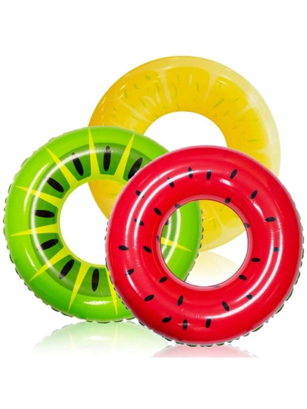 3 Pack Inflatable Pool Floats 32 Inch Fruit Swim Rings Watermelon Kiwi Lemon